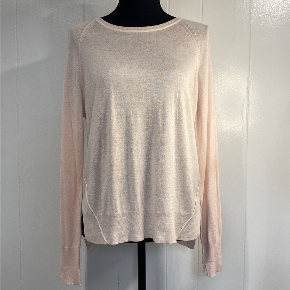Zara Crewneck Sweater Balletcore Cottagecore Coastal Soft Pink Knit Size Medium